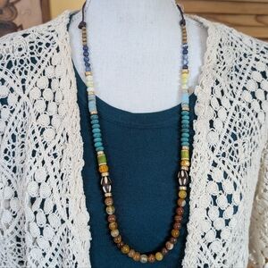 J. Jill Colorful Beaded Necklace Adjustable Cord NWT